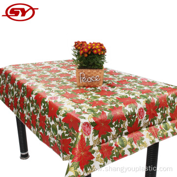 Christmas style plastic tablecloth with flannel